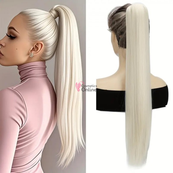 Extensie de par coada dreapta cu clema si arici 60cm cod MST60# Blond White